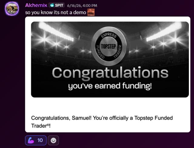Samuel Topstep funded trader graphic