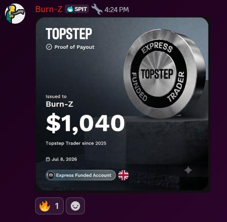Burn-Z $1,040 Topstep payout
